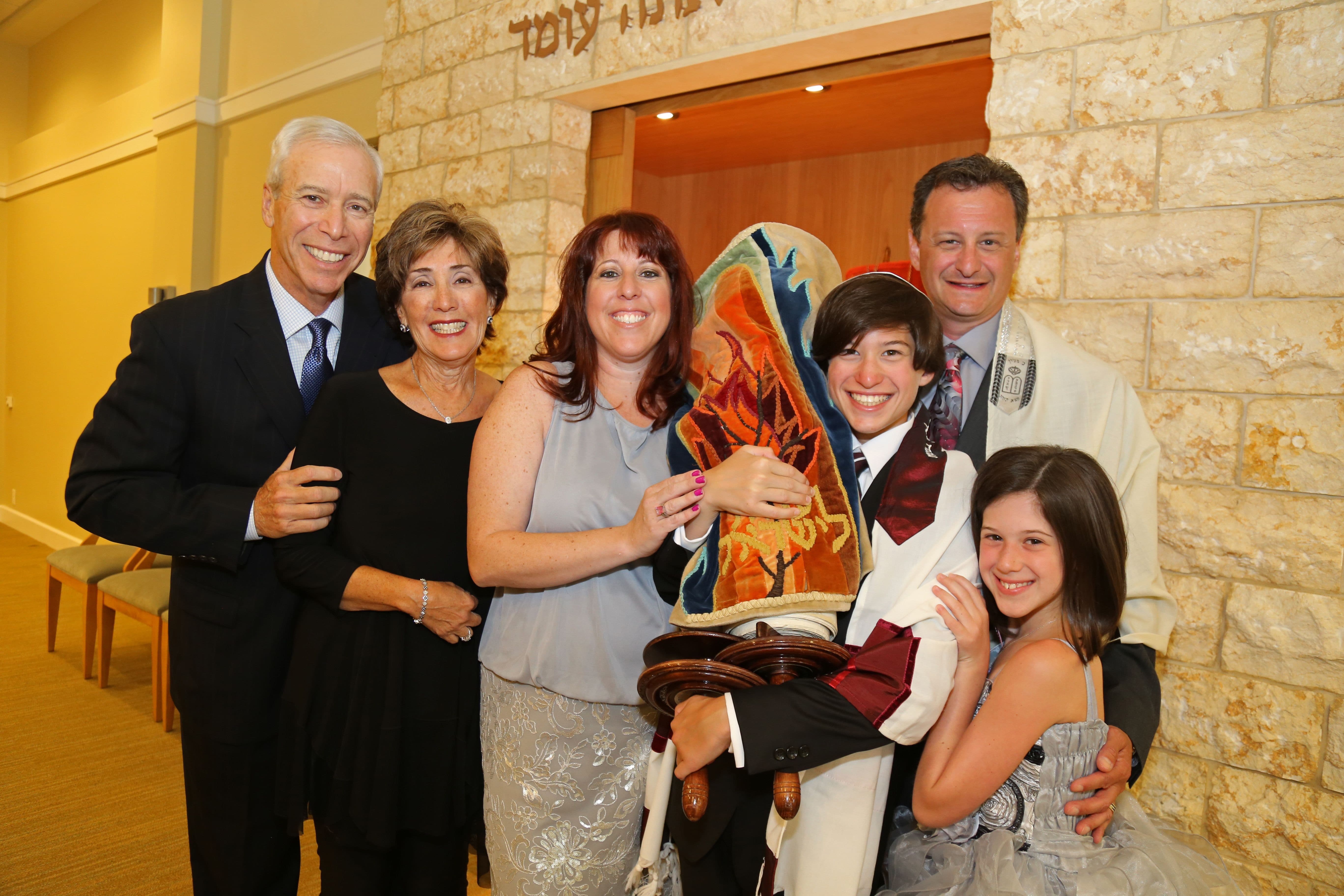 Bucks County Bar Mitzvah Family Portraits. Photo taken by Tylerstar Productions at Temple Judea in Furlong, PA.