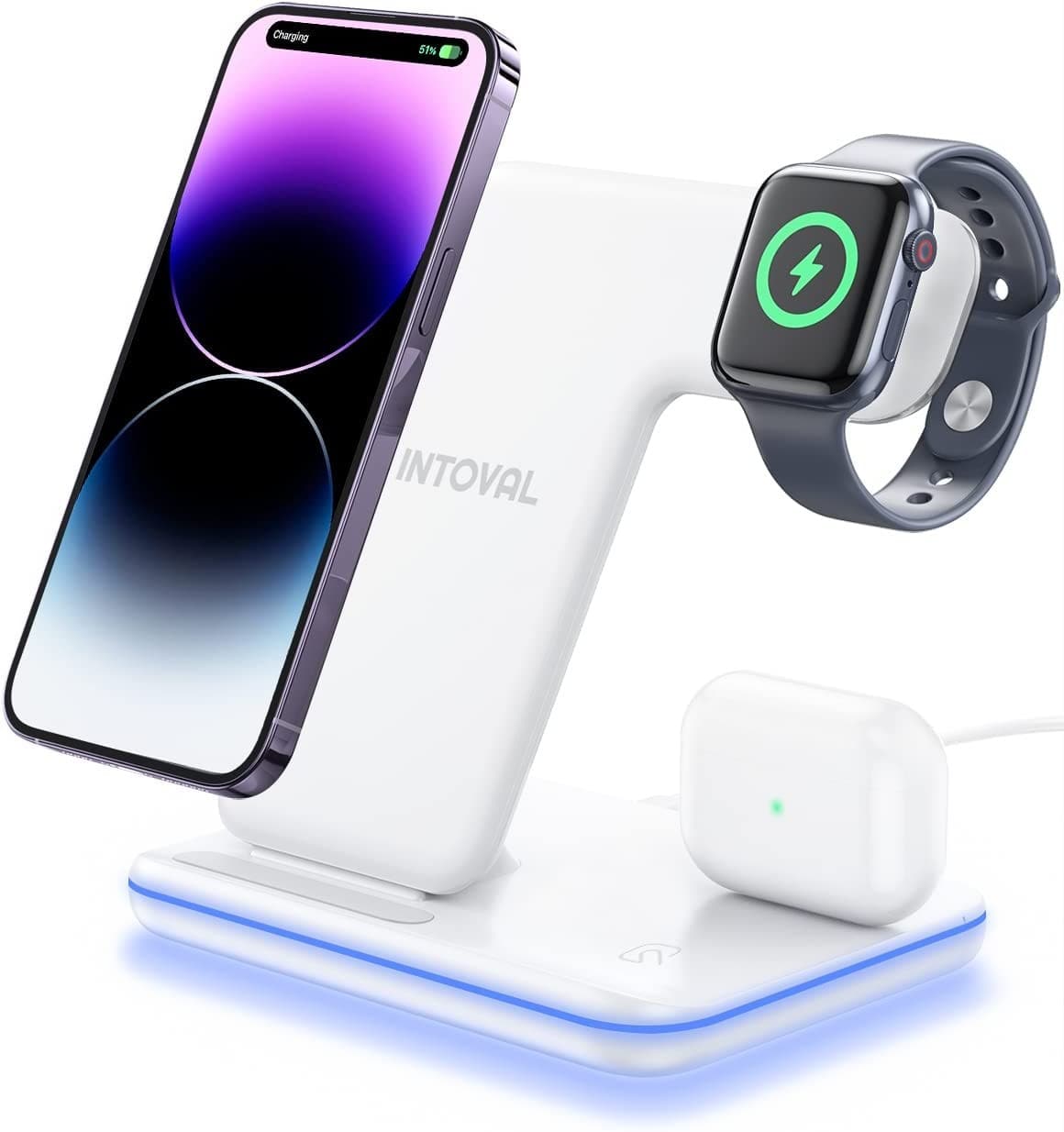 Intoval Wireless Charger, 3 in 1 Charger for iPhone/iWatch/Airpod