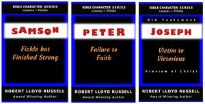 3 Book covers: Samson, Peter, and Joseph 
