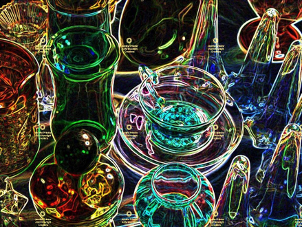 A filtered photo of glass making the edgs glow by Jennifer Priester.