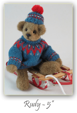 Rudy-miniature 5 inch hand crafted  artist bear