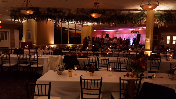 Wedding lighting in soft gold.