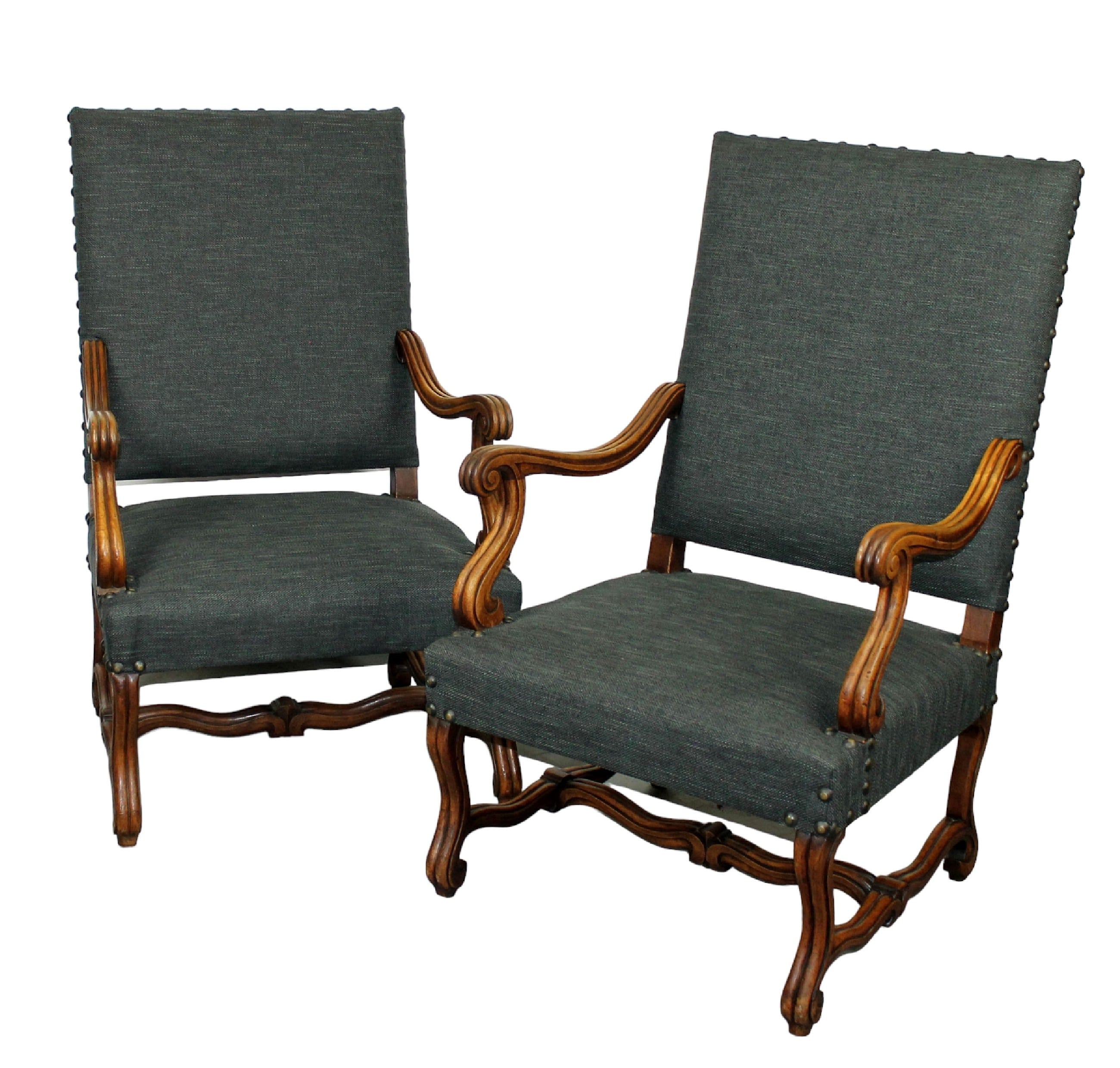 Pair of French Louis XIII style os du mouton chairs