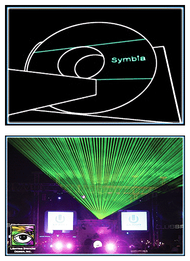 3D computer generated Lasers used to showcase new state of the art equipment and laser beams projected overhead at a major music festival.