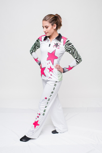 Fast as a Cheetah, Colorful as a Zebra anything is possible with Cheer Factor America's Sublimation Leader. Animal print design in white black/pink-Showstopper