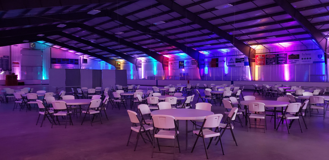 Wedding lighting at the Four Seasons Sports Complex. Lighting by Duluth Event Lighting.