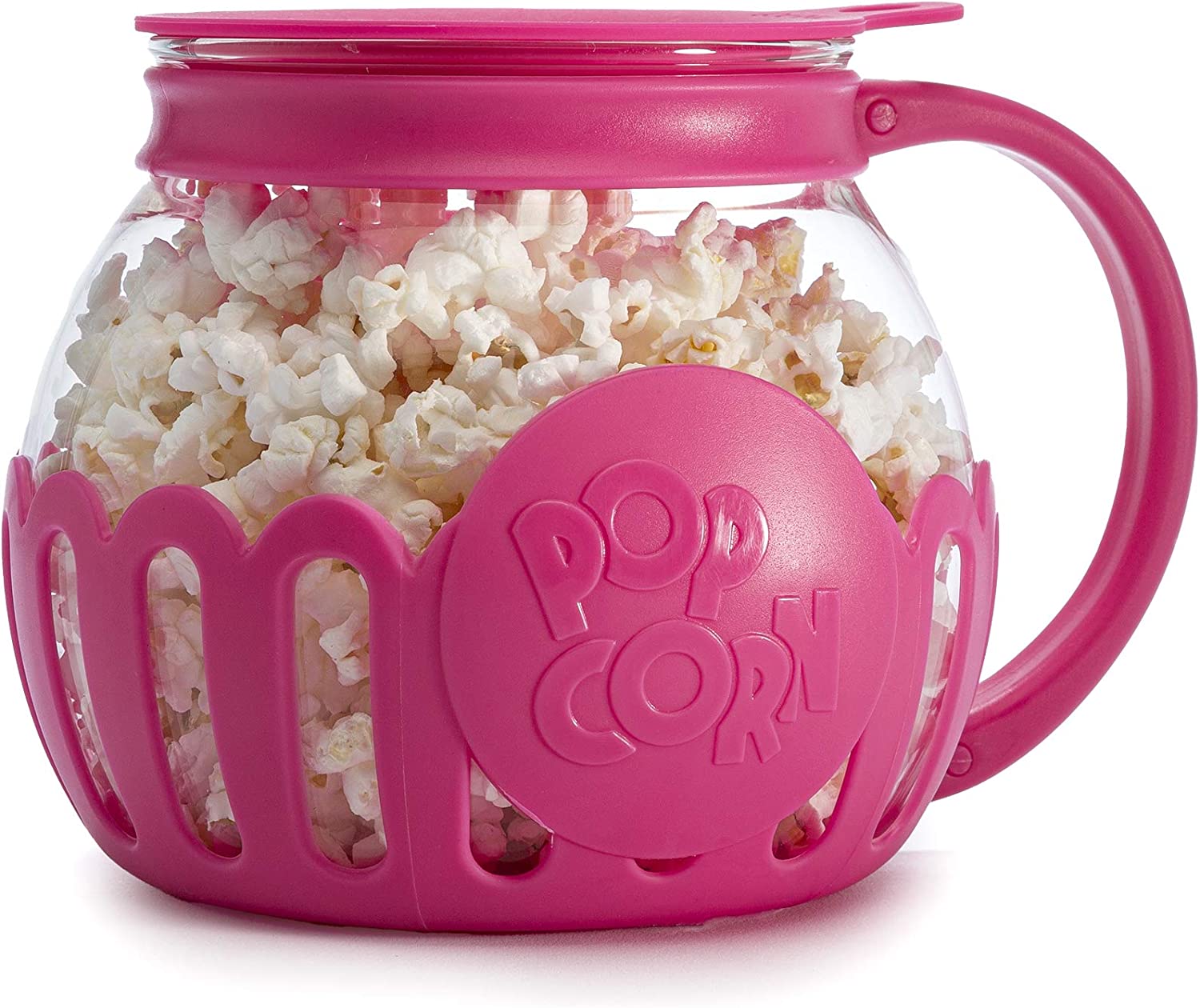 Ecolution Patented Micro-Pop Microwave Popcorn Popper with Temperature Safe Glass, 3-in-1 Lid Measures Kernels and Melts Butter, Made Without BPA, Dishwasher Sa