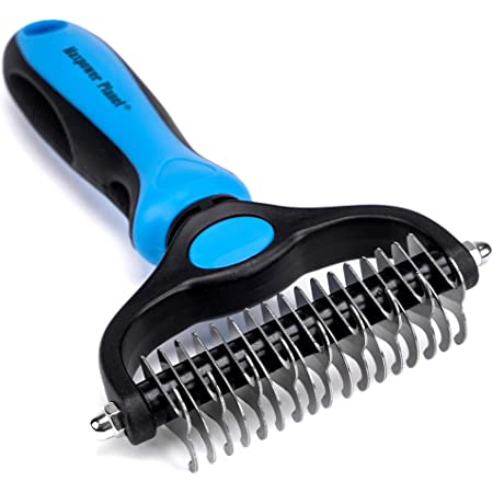 Maxpower Planet Pet Grooming Brush - Double Sided Shedding and Dematting Undercoat Rake Comb for Dogs and Cats