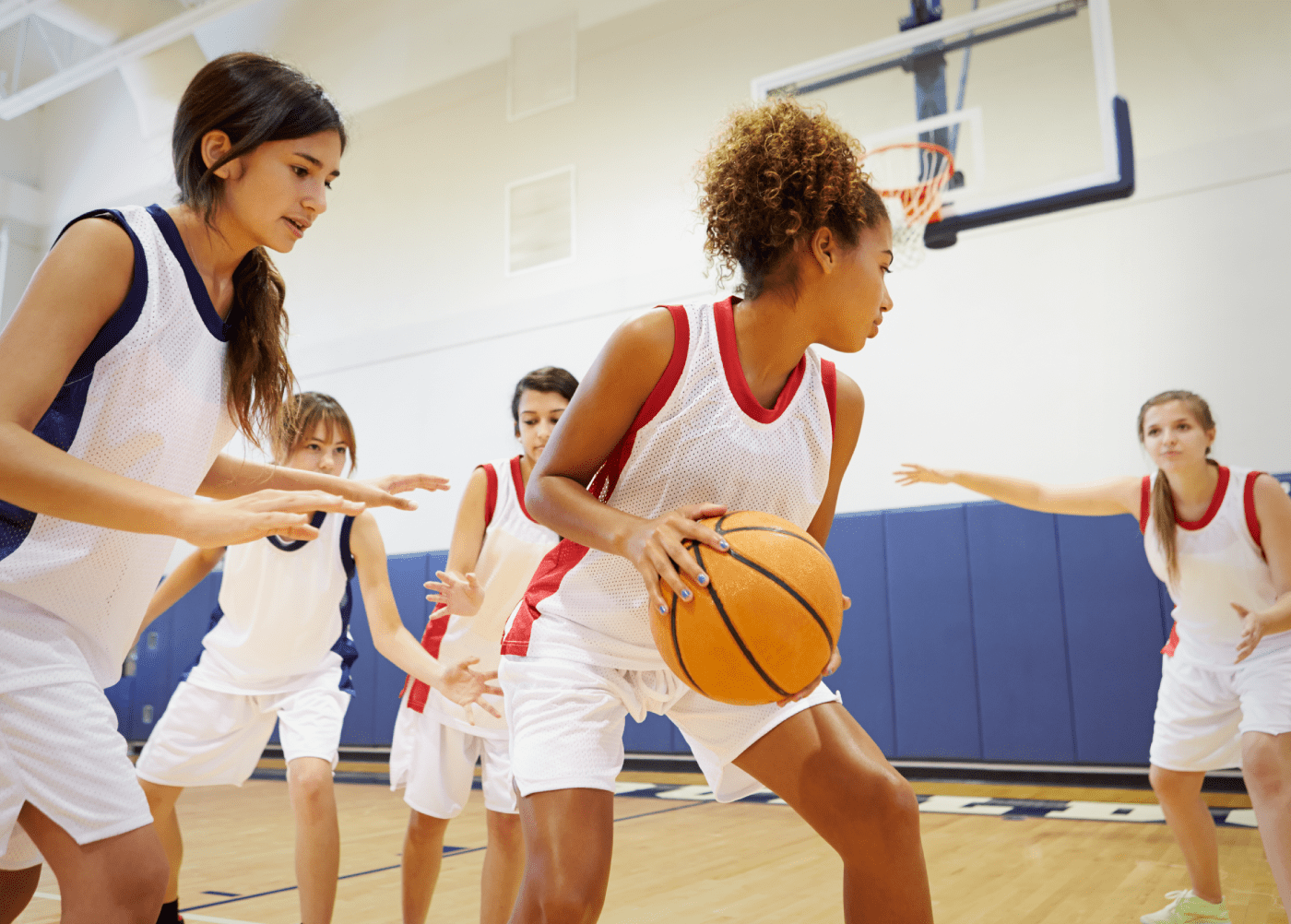 Female Basketball Team Playing Game