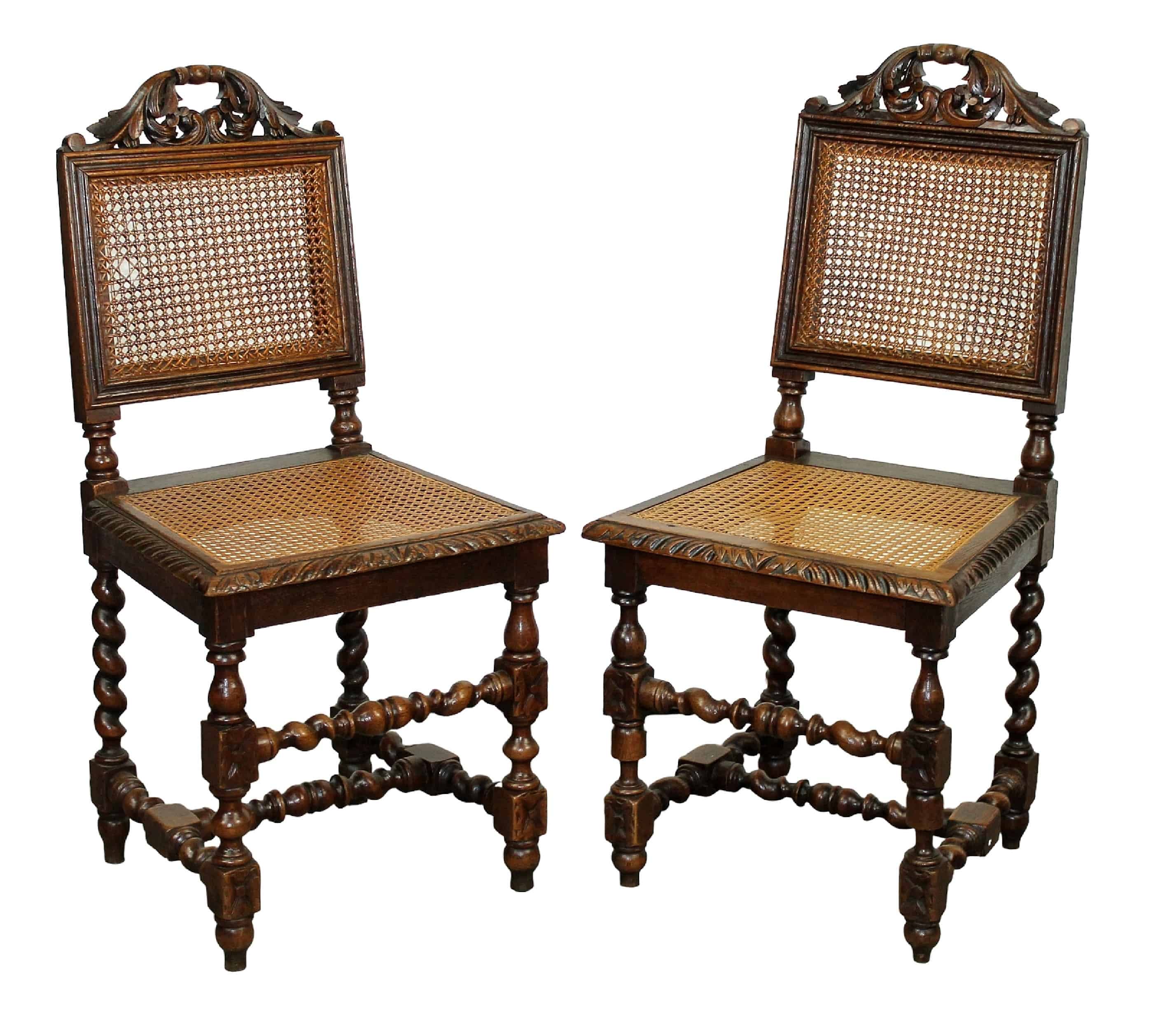 Pair of French carved oak side chairs
