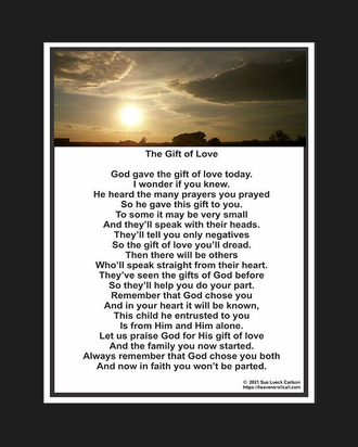The Gift of Love church poem was written for those having or adopting a baby.