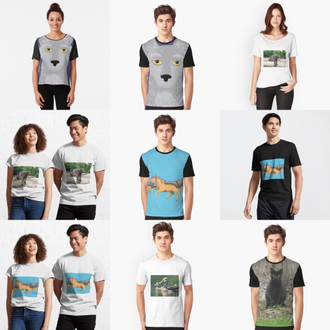 T-shirts featuring art and photography by Jennifer Priester.