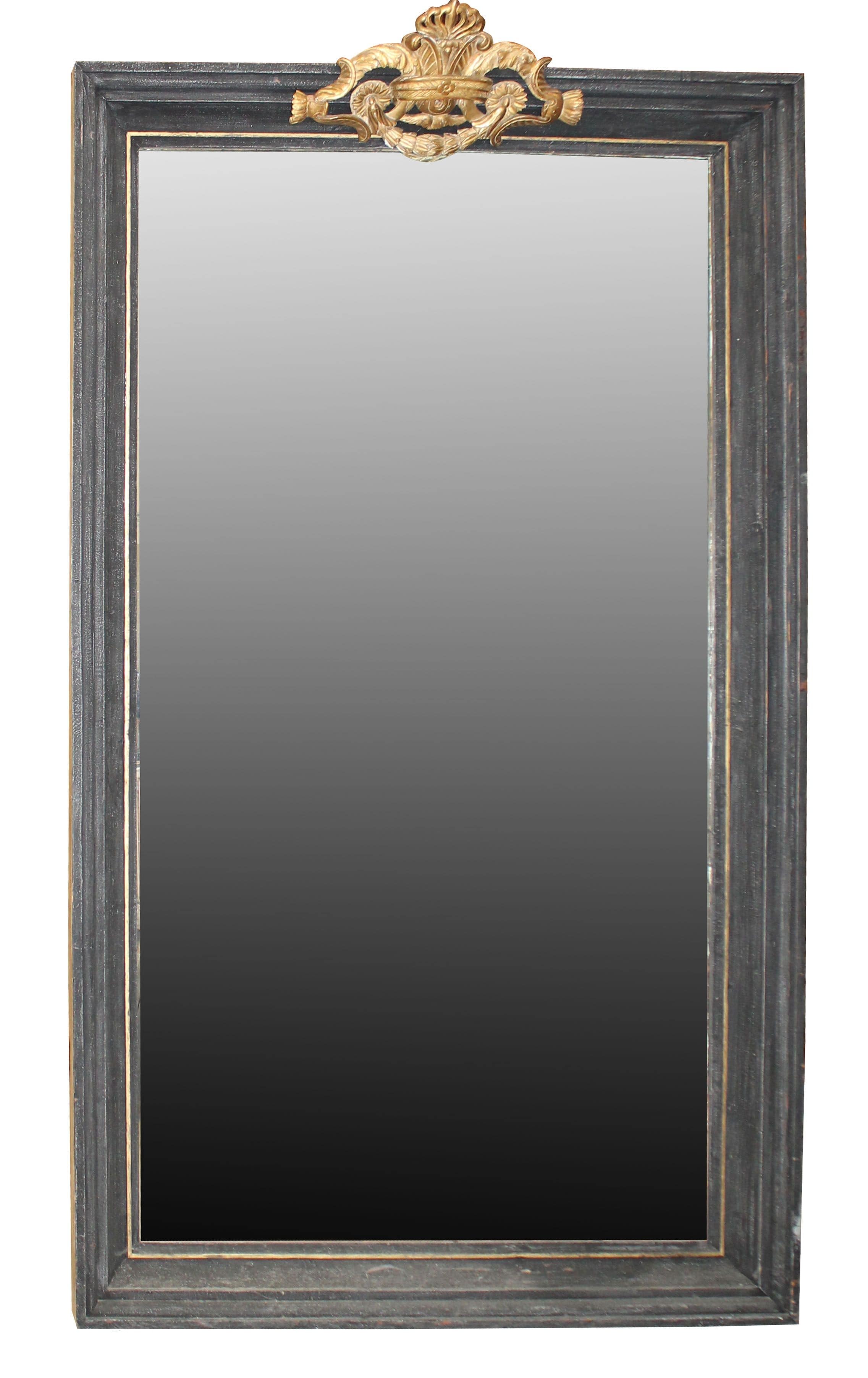 Italian grand scale painted mirror with gilt crown
