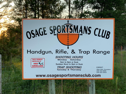 Sign at the entrace gate of the Osage Sportsmans Club
