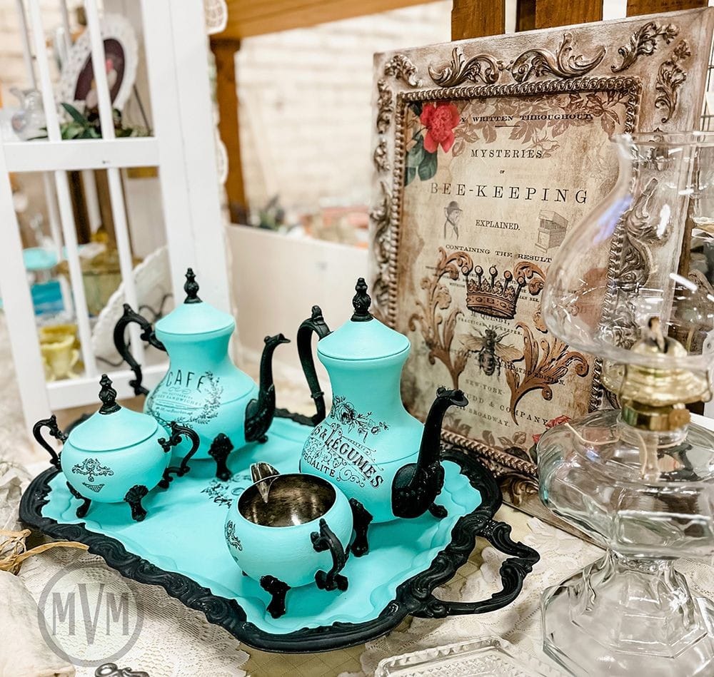 Amazing antique chocolate set with other vintage accents