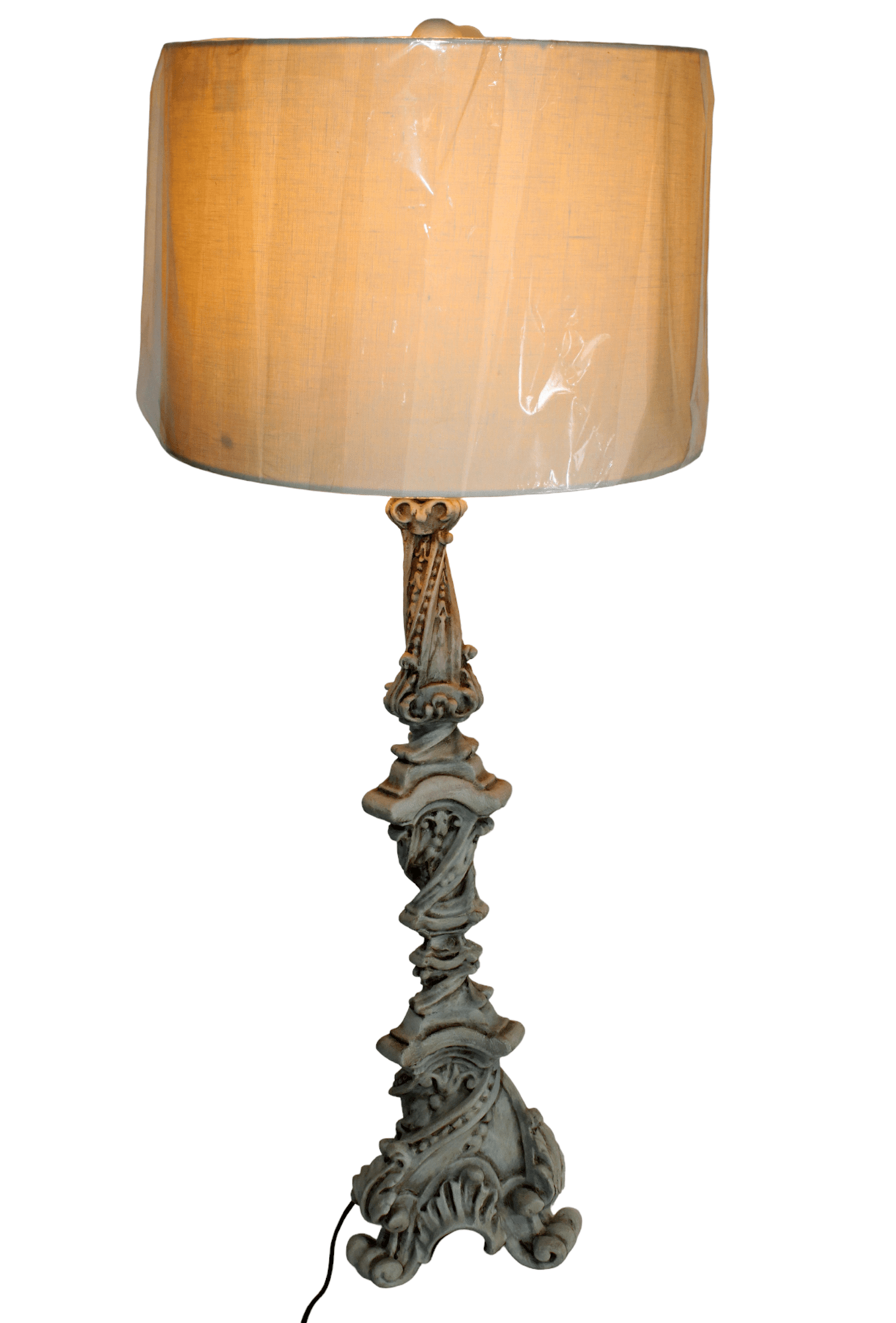 Italian painted wood candlestick lamp