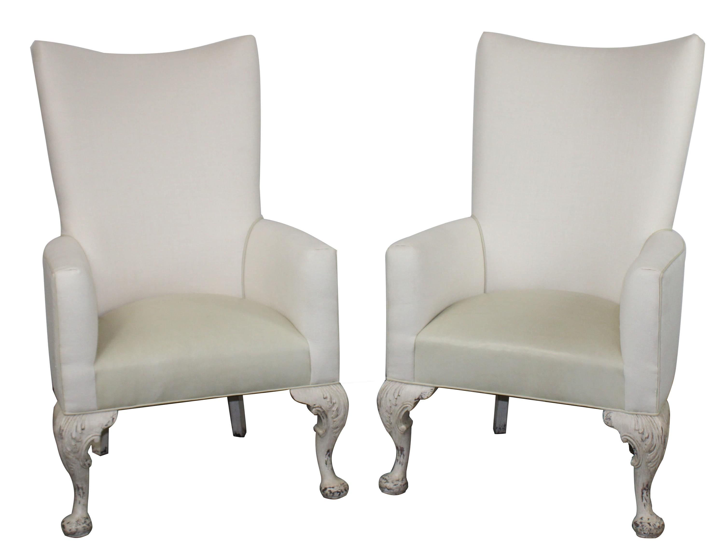 Pair Bungalow Modern club chairs with leather