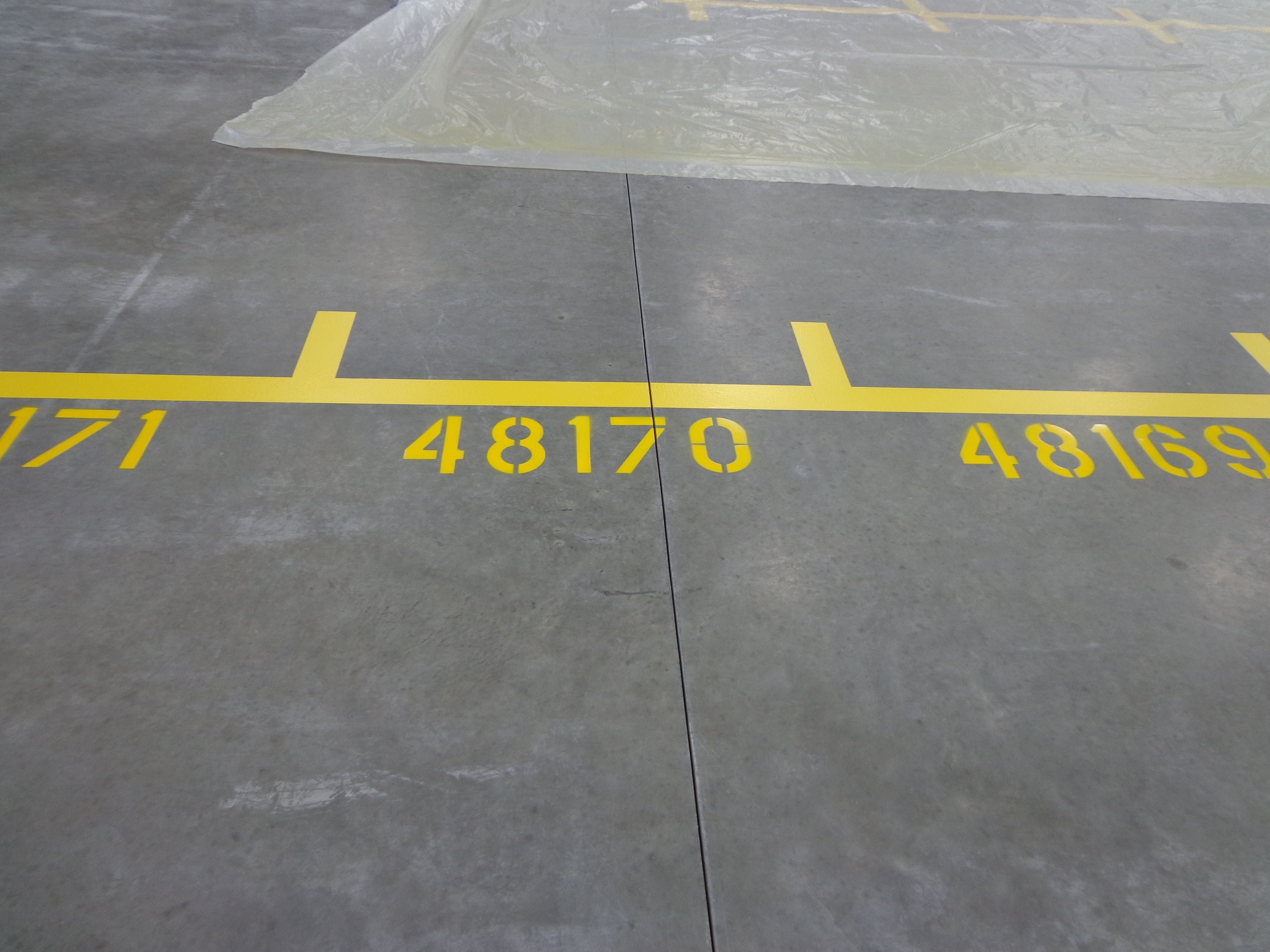 warehouse markings with lines and numbers