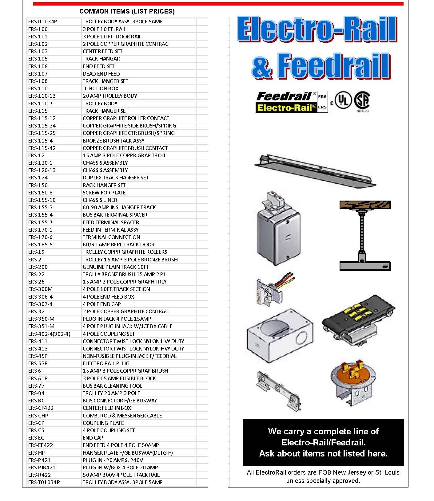 FEEDRAIL ELECTRO-RAIL COMPLETE PARTS LIST