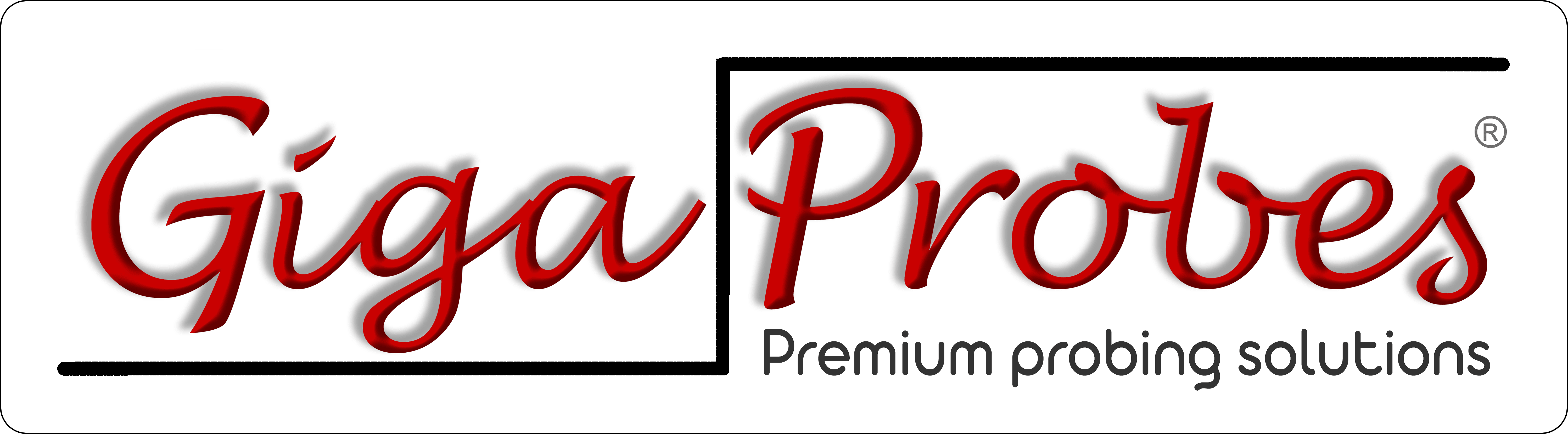 Red words Giga and Probes with lines under Giga, above Probes and dividing the two words. Underneath Probes is the tag line "Premium Probing Solutions."