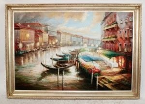 Grand scale oil on canvas Venice canal scene