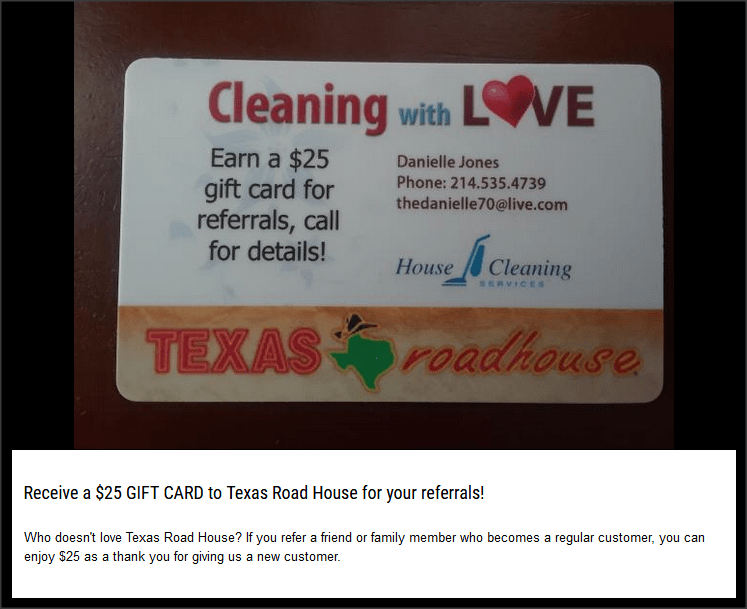 Receive a $25 Gift Card to Texas Road House for referrals