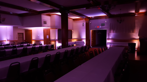 Up lighting in peach and lavender at the Elks Lodge.