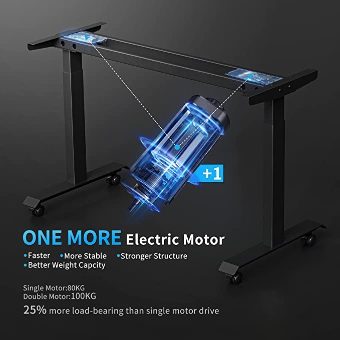 The Fezibo Adjustable Electric Standing Desk - metal frame depiction