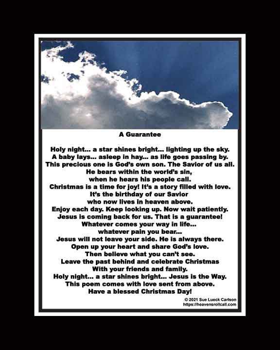 Poem telling us Jesus is coming again to take believers to heaven.