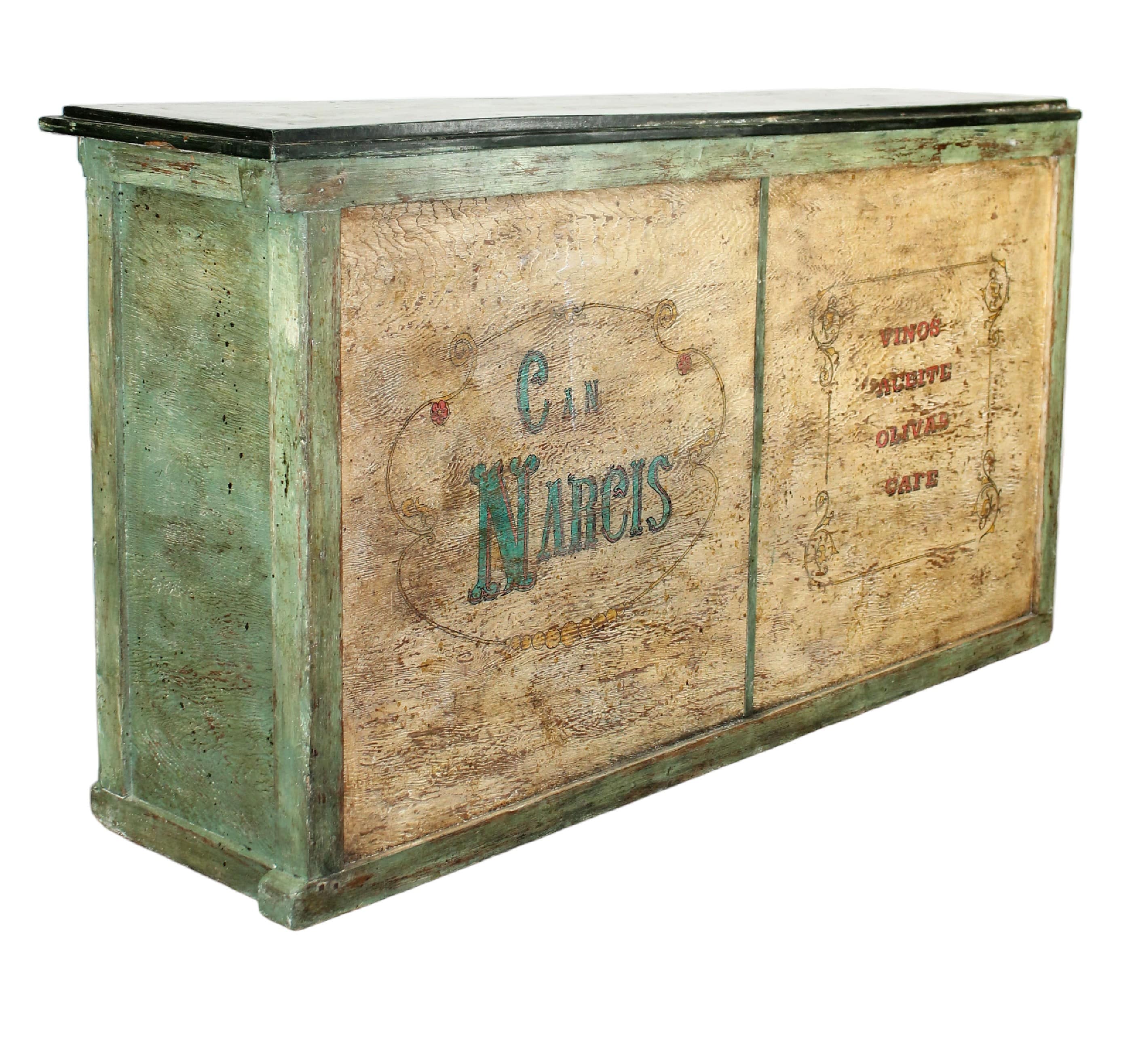 Antique painted store counter