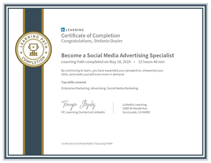 CERTIFICATE- Social Media Advertising Specialist 2020