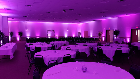 Wedding lighting at the AAD Shrine in two tone pink