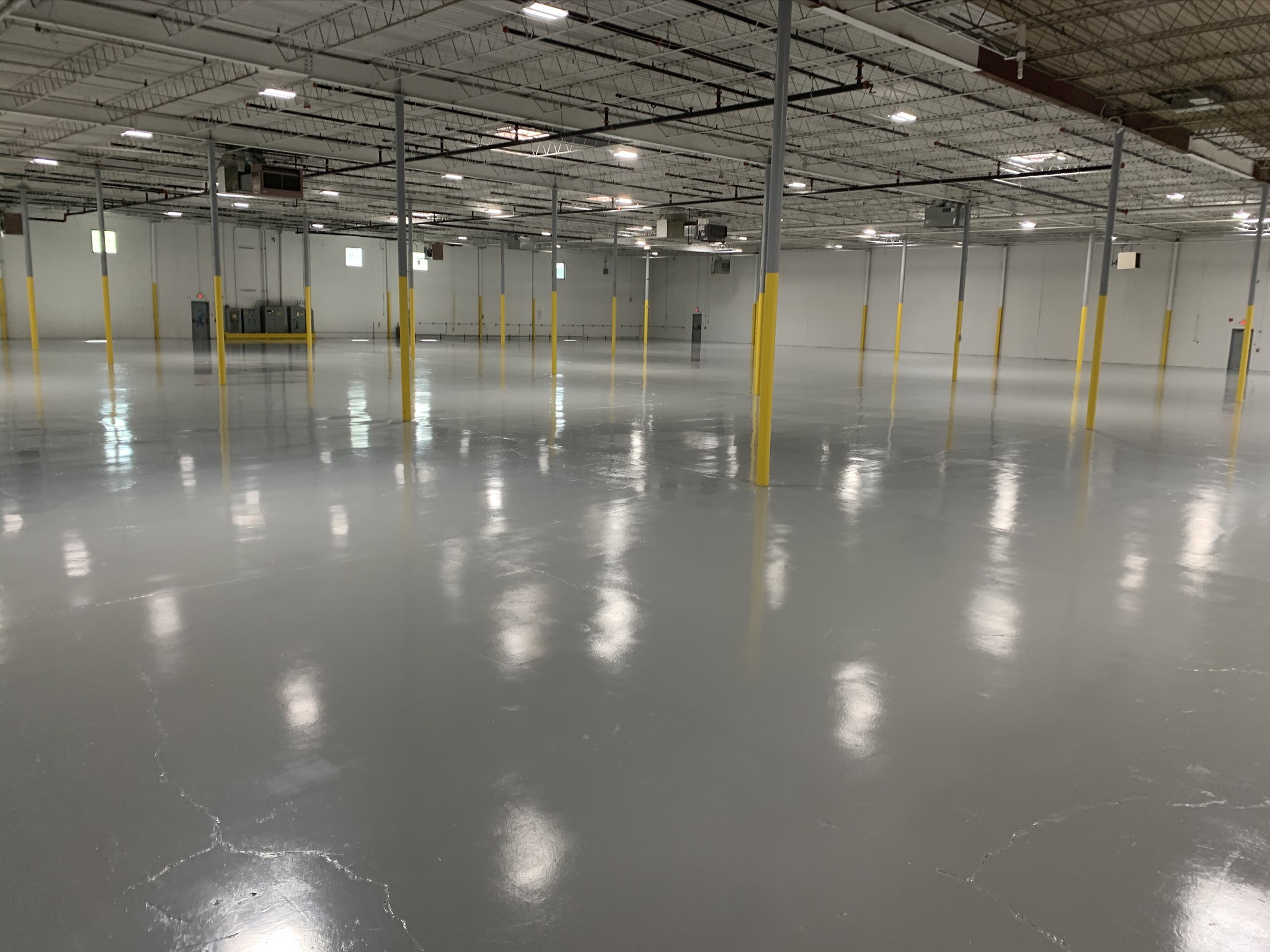 grey epoxy coating in warehouse space