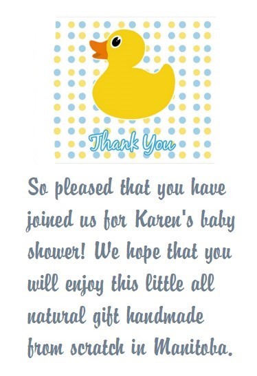 Our Rubber Ducky themed shower soap favours make a cute and useful guest gift for your baby shower attendees.  Inexpensive, made in Canada, great ingredients.
