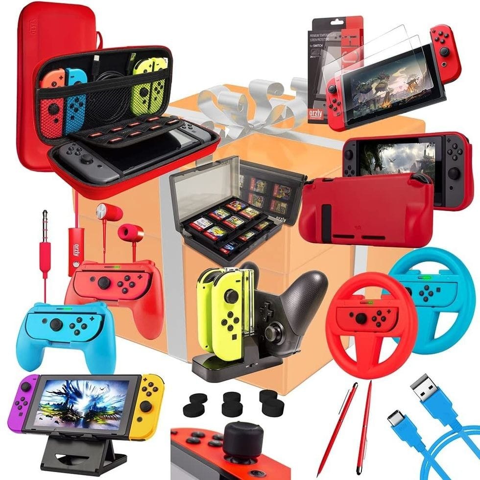 Orzly Accessories Bundle Compatible with Nintendo Switch Geek Pack