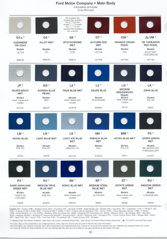 Exterior Colors and their codes used on all 2004 Ford Vehicles