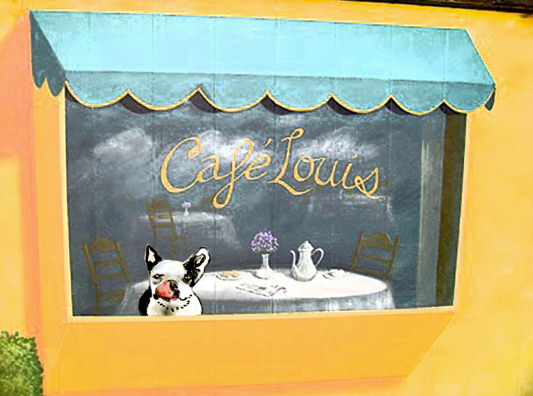 Dog Inside A Cafe Art