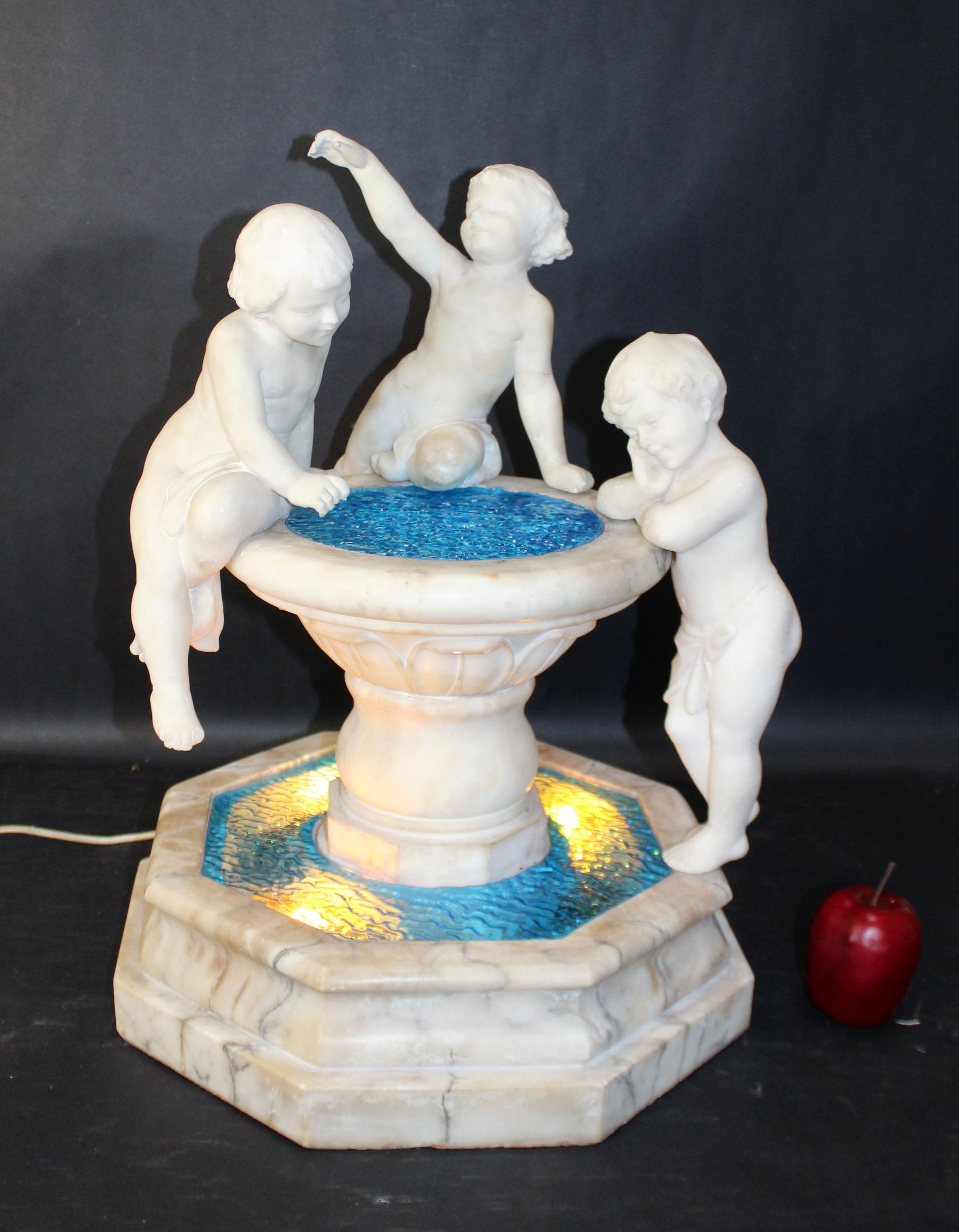 Italian A. Cipriani carved alabaster sculptural group