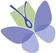 Logo for Pollinator Pathways - purple and green butterfly