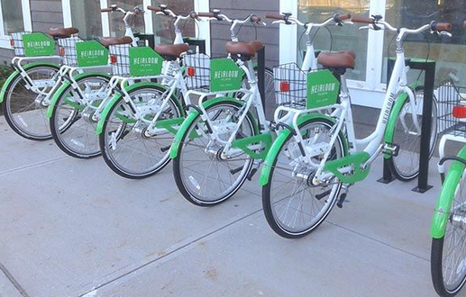 Bike share system at Heirloom Flats apartments