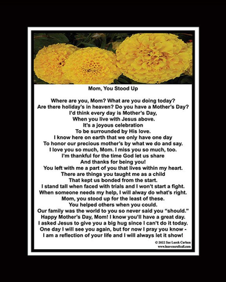 A poem wishing mom and Happy Mother's Day in heaven with Jesus and her family.