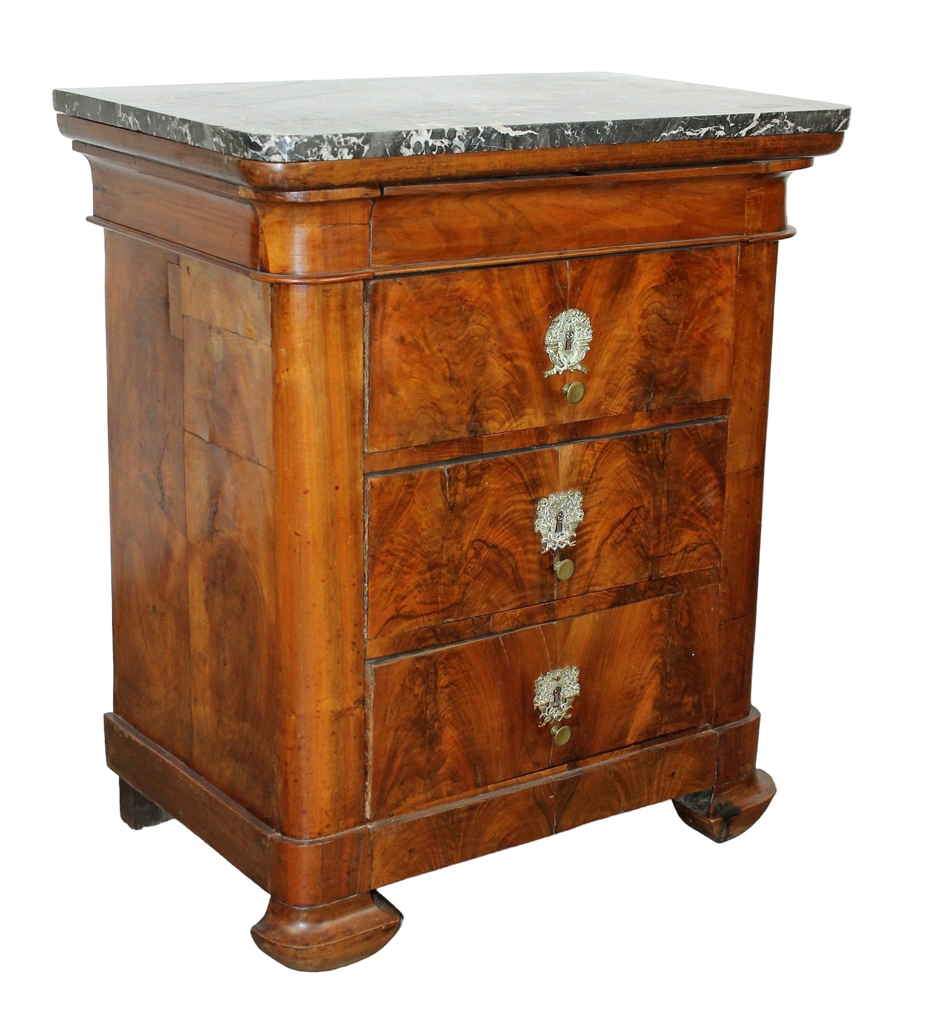 French Empire 3 drawer commode with marble top