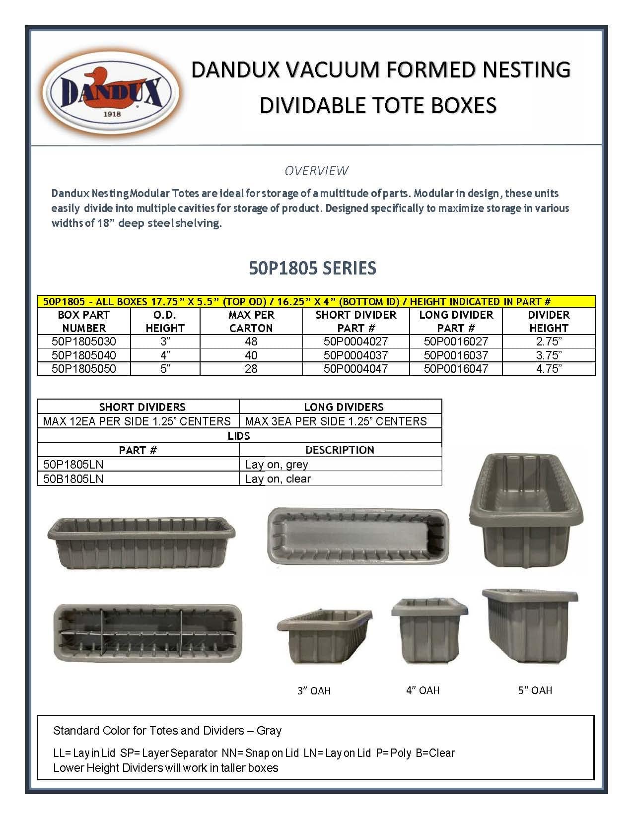 Dandux Nesting Modular Totes. Modular in design, these units easily divide into multiple cavities for storage of product.