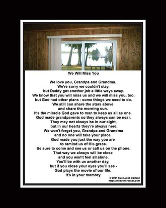 A requested custom poem written for grandpa when the grandkid had to move away.