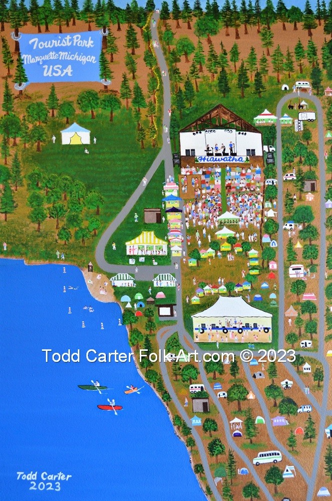 Painting by Todd Carter, acrylic on canvas, 24" x 36", secure online ordering, Todd Carter Folk Art, Marquette, Michigan, USA
