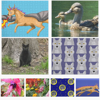 Jigsaw puzzles featuring art and photography by Jennifer Priester.