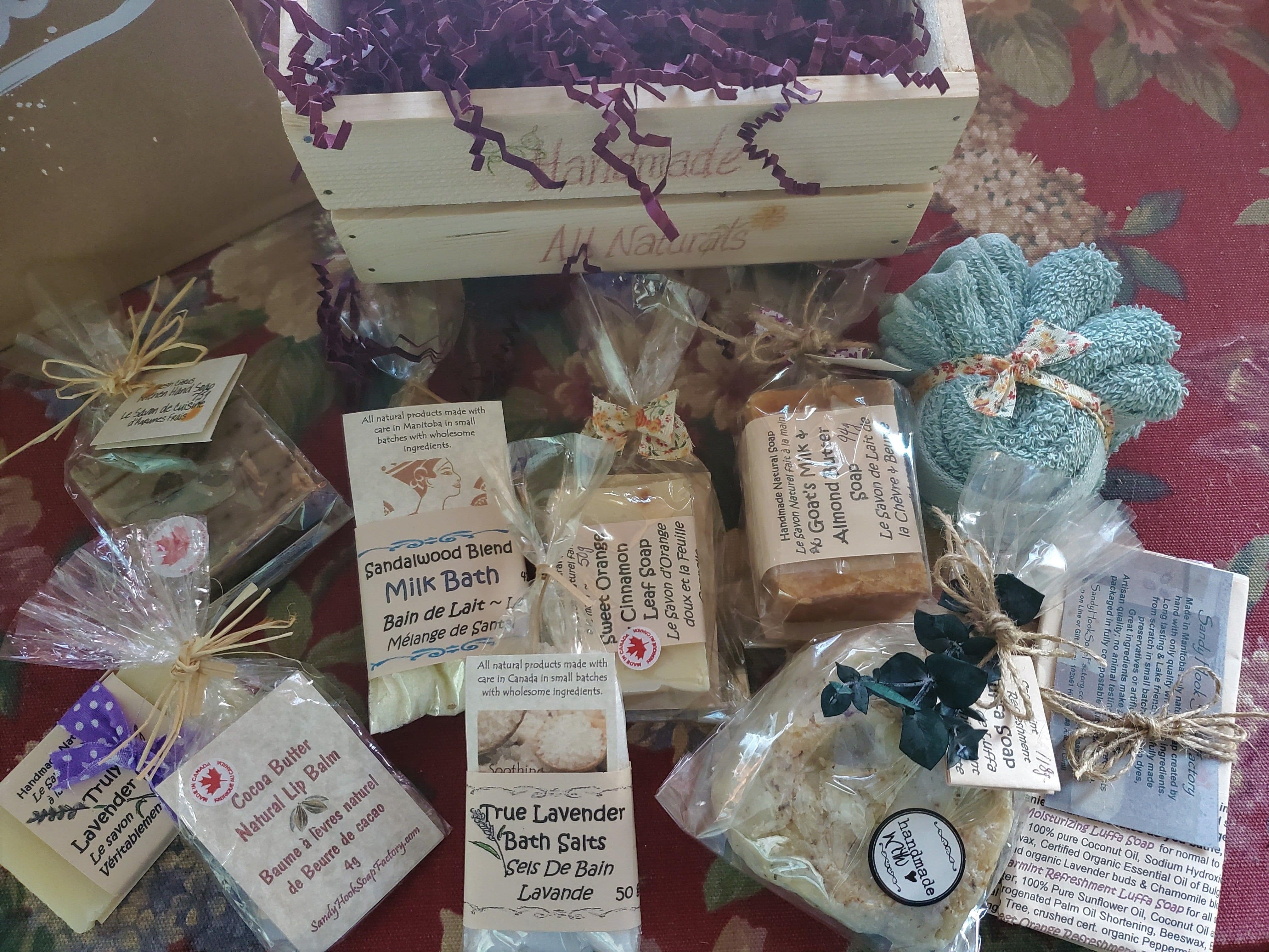 We make quality small batch soap gifts handmade in Gimli Manitoba. All natural soaps, bath salts, milk baths, natural lip balms and lovely distinctive gift sets