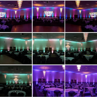 Wedding lighting at Barker's Island.