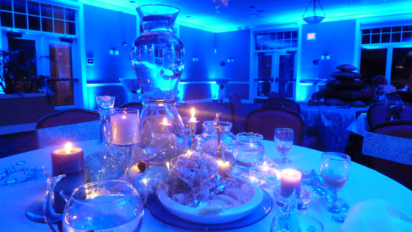 Northland Country Club wedding. Up lighting in blue.