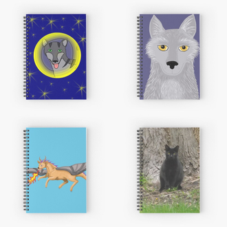 Spiral notebooks featuring art and photography by Jennifer Priester.